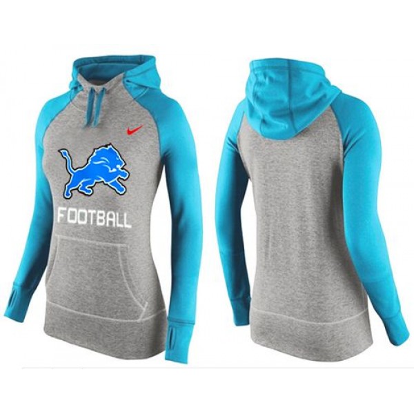 Women's Nike Detroit Lions Performance Hoodie Grey   Light Blue