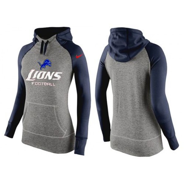 Women's Nike Detroit Lions Performance Hoodie Grey   Dark Blue