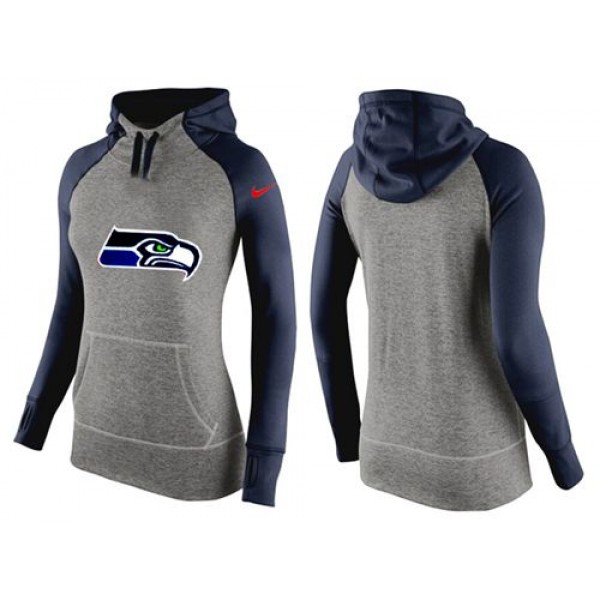 Women's Nike Seattle Seahawks Performance Hoodie Grey   Dark Blue_3