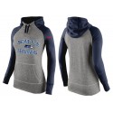 Women's Nike Seattle Seahawks Performance Hoodie Grey   Dark Blue_2