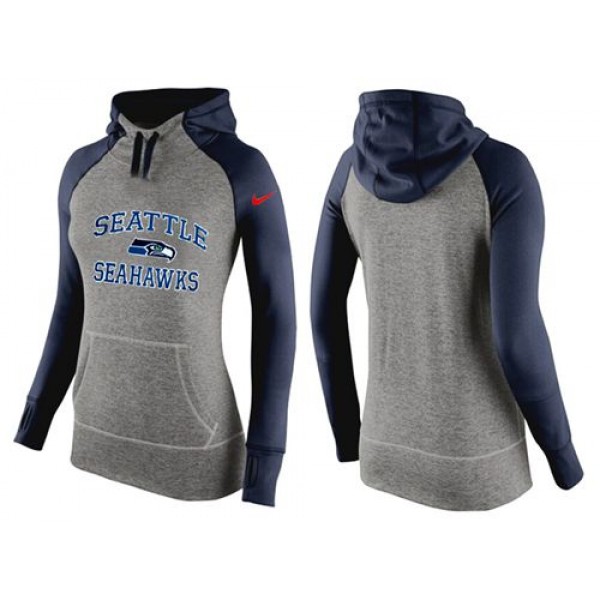 Women's Nike Seattle Seahawks Performance Hoodie Grey   Dark Blue_2