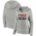 Women's Denver Broncos Heather Gray Stronger Together Crossover Neck Pullover Hoodie(Run Small)