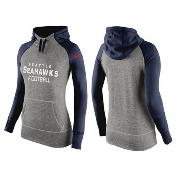 Women's Nike Seattle Seahawks Performance Hoodie Grey   Dark Blue_1