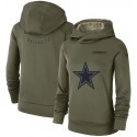 Women's Dallas Cowboys Olive Salute To Service Team Logo Performance Pullover NFL Hoodie
