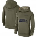 Women's Seattle Seahawks Olive Salute To Service Team Logo Performance Pullover NFL Hoodie