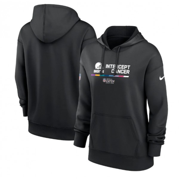 Women's Cleveland Browns 2022 Black NFL Crucial Catch Therma Performance Pullover Hoodie(Run Small)