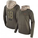 Women's Cincinnati Bengals #18 A.J. Green Olive Salute To Service Sideline Therma Pullover Hoodie
