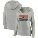Women's Cincinnati Bengals Heather Gray Stronger Together Crossover Neck Pullover Hoodie(Run Small)