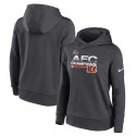 Women's Cincinnati Bengals 2022 Black AFC Champions Pullover Hoodie(Run Small)