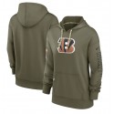 Women's Cincinnati Bengals 2022 Olive Salute To Service Therma Performance Pullover Hoodie(Run Small)