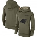 Women's Carolina Panthers Olive Salute To Service Team Logo Performance Pullover NFL Hoodie