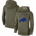 Women's Buffalo Bills Olive Salute To Service Team Logo Performance Pullover NFL Hoodie