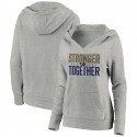Women's Baltimore Ravens Heather Gray Stronger Together Crossover Neck Pullover Hoodie(Run Small)