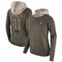 Women's Atlanta Falcons #11 Julio Jones Olive Salute To Service Sideline Therma Pullover Hoodie