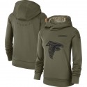 Women's Atlanta Falcons Olive Salute To Service Team Logo Performance Pullover NFL Hoodie