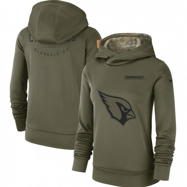Women's Arizona Cardinals Olive Salute To Service Team Logo Performance Pullover NFL Hoodie