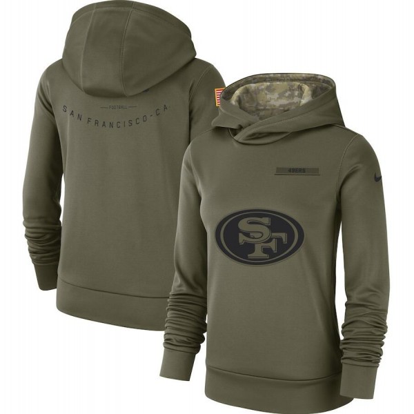 Women's San Francisco 49ers Olive Salute To Service Team Logo Performance Pullover NFL Hoodie