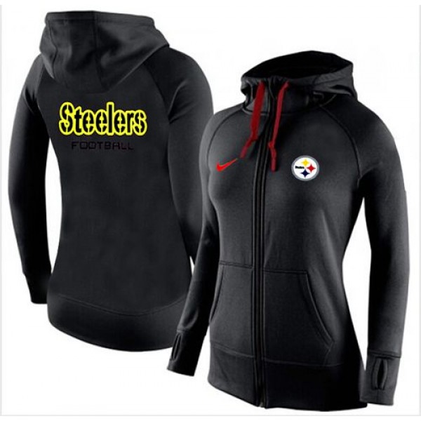 Women's Nike Pittsburgh Steelers Full-Zip Performance Hoodie Black_1