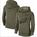Women's Philadelphia Eagles Olive Salute To Service Team Logo Performance Pullover NFL Hoodie