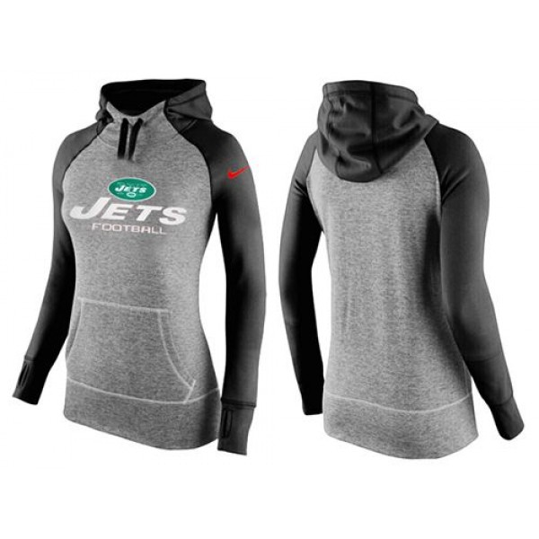 Women's Nike New York Jets Performance Hoodie Grey   Black