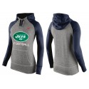 Women's Nike New York Jets Performance Hoodie Grey   Dark Blue