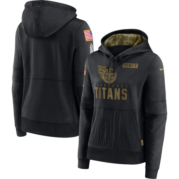 Women's Tennessee Titans 2020 Black Salute To Service Sideline Performance Pullover Hoodie (Run Small)