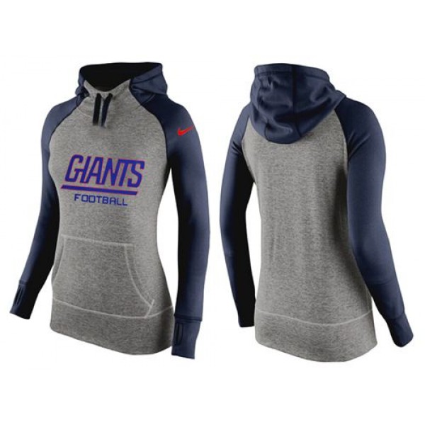 Women's Nike New York Giants Performance Hoodie Grey   Dark Blue