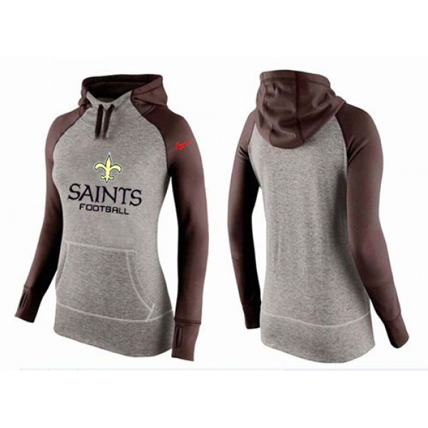 Women's Nike New Orleans Saints Performance Hoodie Grey   Brown