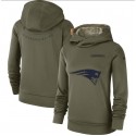 Women's New England Patriots Olive Salute To Service Team Logo Performance Pullover NFL Hoodie