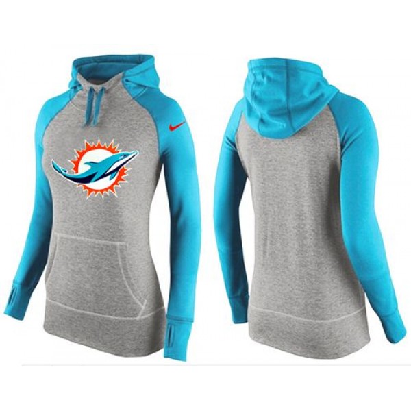Women's Nike Miami Dolphins Performance Hoodie Grey   Blue_2