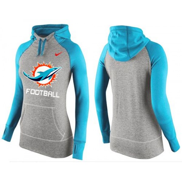Women's Nike Miami Dolphins Performance Hoodie Grey   Blue_1