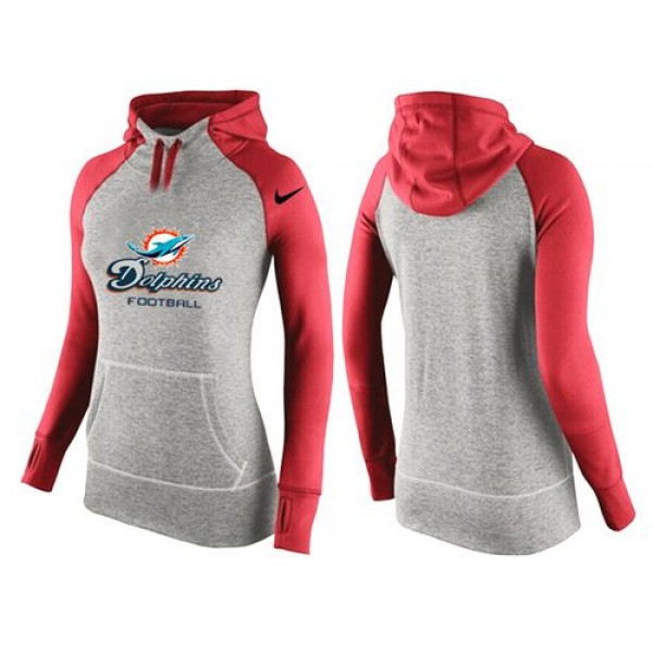 Women's Nike Miami Dolphins Performance Hoodie Grey   Red