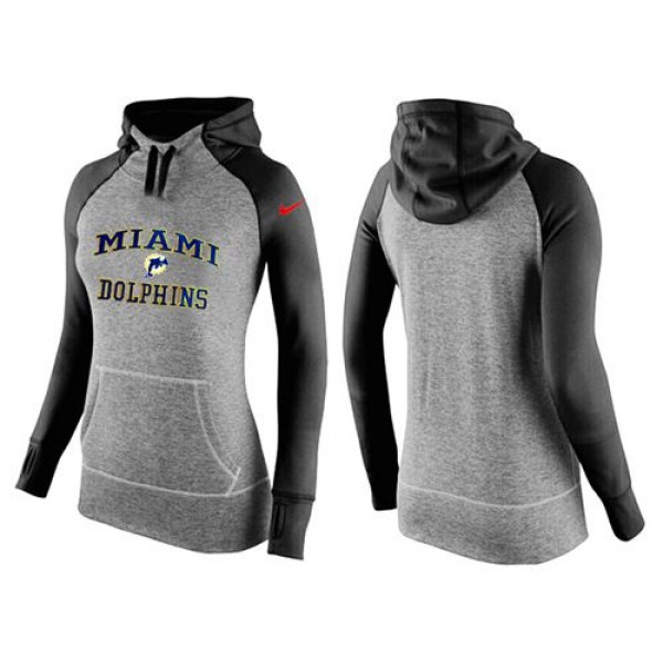 Women's Nike Miami Dolphins Performance Hoodie Grey   Black