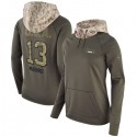 Women's Miami Dolphins #13 Dan Marino Olive Salute To Service Sideline Therma Pullover Hoodie