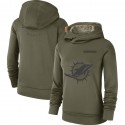 Women's Miami Dolphins Olive Salute To Service Team Logo Performance Pullover NFL Hoodie