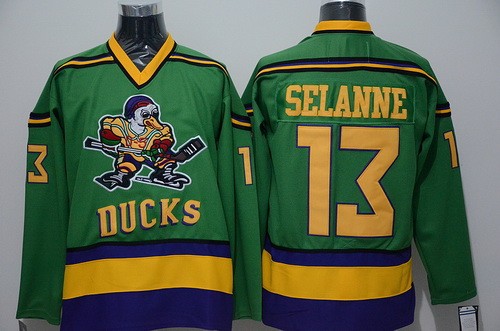 Anaheim Ducks #13 Teemu Selanne Green Throwback Jersey