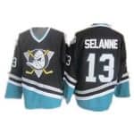 Anaheim Ducks #13 Teemu Selanne Black Green Throwback Jersey