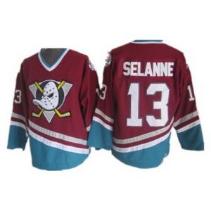 Anaheim Ducks #13 Teemu Selanne Red Green Throwback Jersey