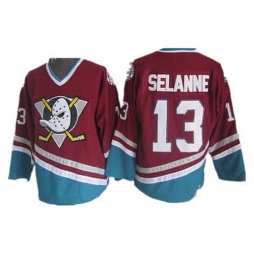 Anaheim Ducks #13 Teemu Selanne Red Green Throwback Jersey