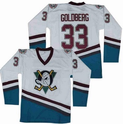 Anaheim Ducks #33 Grey Goldberg White Green Movie Hockey Jersey