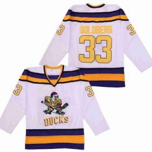 Anaheim Ducks #33 Grey Goldberg White Yellow Movie Hockey Jersey