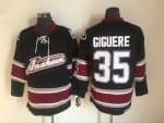Anaheim Ducks #35 Jean Sebastien Giguere Black Red Throwback Jersey