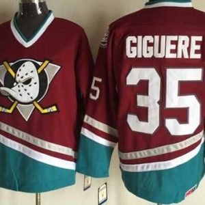 Anaheim Ducks #35 Jean Sebastien Giguere Red Green Throwback Jersey