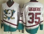 Anaheim Ducks #35 Jean Sebastien Giguere White Green Throwback Jersey