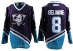 Anaheim Ducks #8 Teemu Selanne Purple Green Throwback Jersey