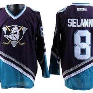 Anaheim Ducks #8 Teemu Selanne Purple Green Throwback Jersey