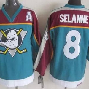 Anaheim Ducks #8 Teemu Selanne Red Green Retro Jersey
