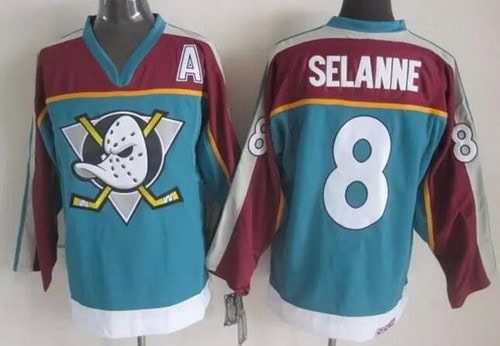 Anaheim Ducks #8 Teemu Selanne Red Green Retro Jersey