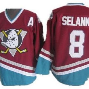 Anaheim Ducks #8 Teemu Selanne Red Green Throwback Jersey