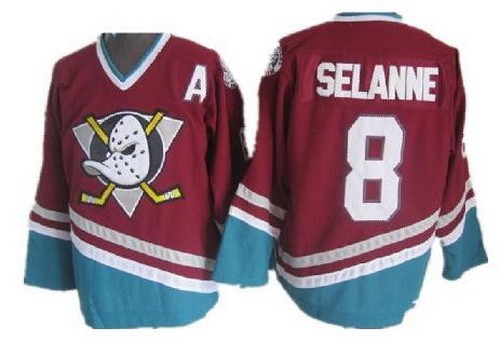 Anaheim Ducks #8 Teemu Selanne Red Green Throwback Jersey